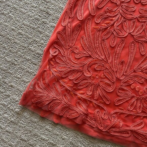 Sue Wong Womens Size 0 Coral Sleeveless Dress Designer Cocktail Embroidered NWOT - Picture 2 of 10
